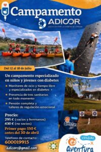 Campamento para niños con diabetes del 12 al 18 de julio